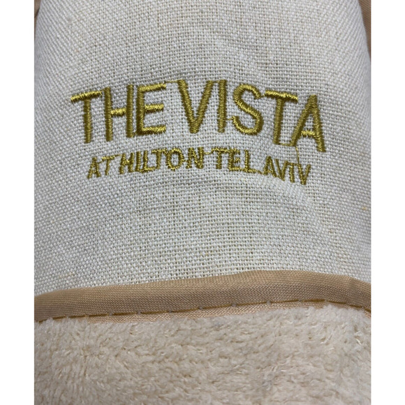 New The Vista at Hilton Tel Aviv Gents Slippers OSFM Bagged Ivory Velour - Picture 3 of 8